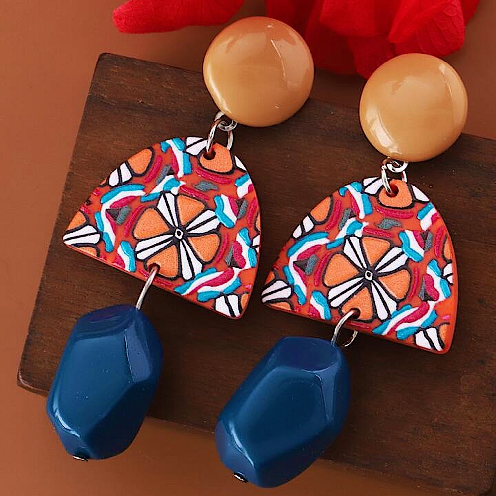 Handmade Baroque Geometric Earrings Colorful Baroque Irregular Tribal